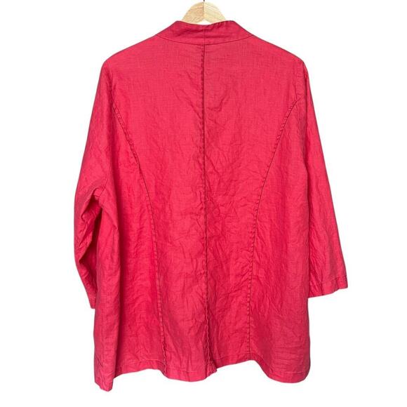 Roni Rabl 100% Linen Relaxed Boxy Jacket Lagenlook Blazer Coral Size M - Picture 9 of 11